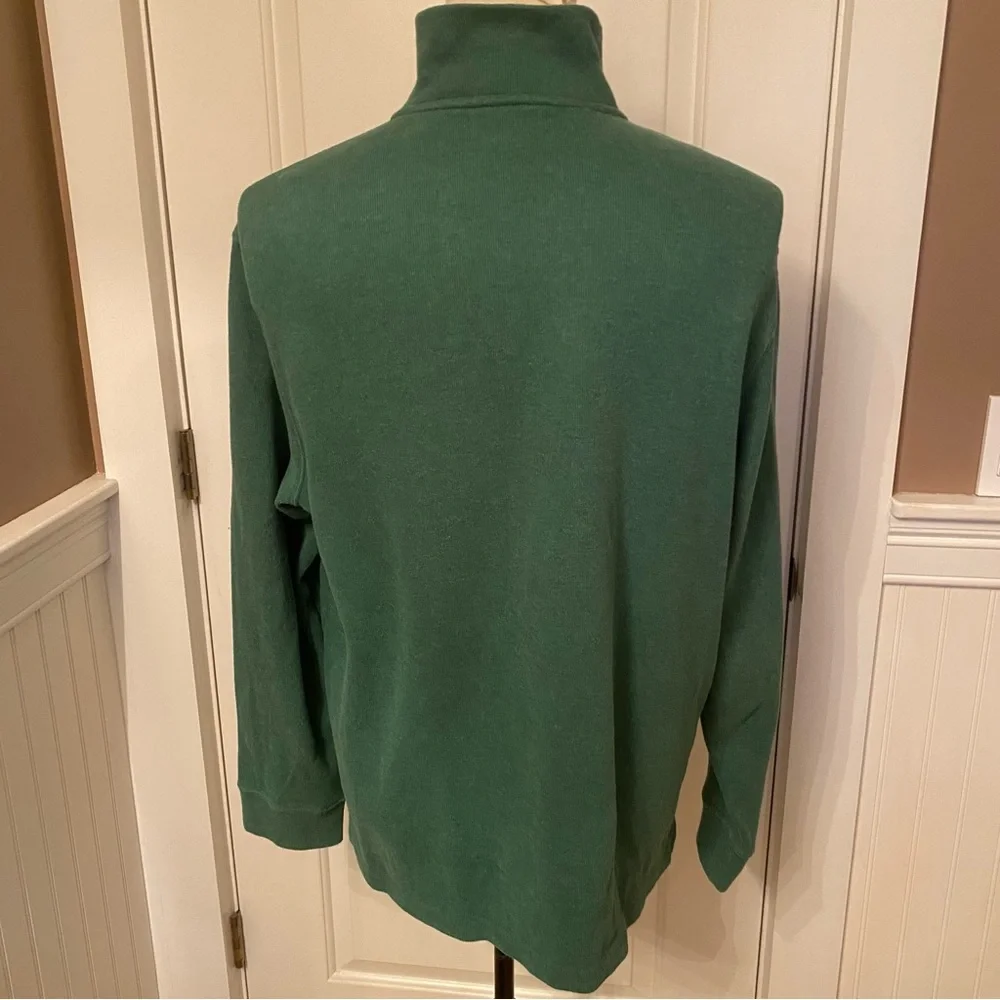 POLO RALPH LAUREN MENS 1/4 ZIP SWEATER GREEN COTTON SIZE XL